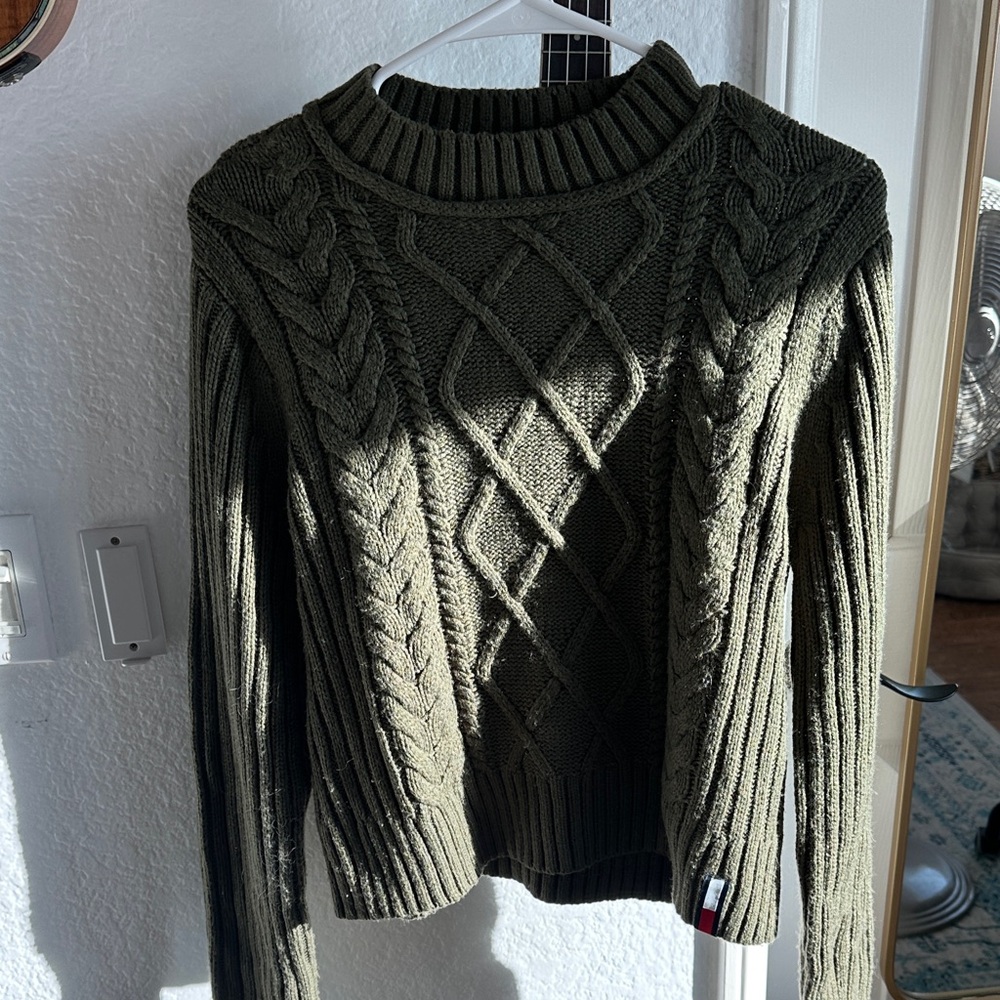 Tommy Hilfiger Dark Green Cable Knit Sweater